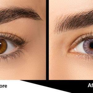 Brown Beige Contact Lenses before and after