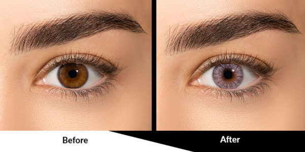 Brown Beige Contact Lenses before and after