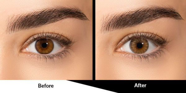 Dark Brown Contact Lenses before and after