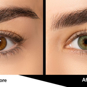 precious green colored contact lenses before and after